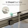 46-48" W * 76" H Frameless Double Sliding Soft-Close Shower Door, Bathroom Sliding Shower Door, 5/16" (8mm) Thick SGCC Tempered Glass Door, Matte Black - Image 6