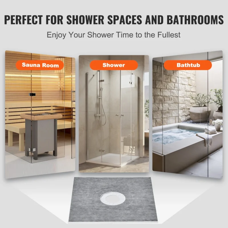 Shower Curb Kit, 36"x36" Shower Pan Kit with 6.3" Central Drain, Lightweight EPS Shower Installation Kits with 2 Waterproof Cloths, Shower Pan Slope Sticks Fit for Bathroom - Image 4