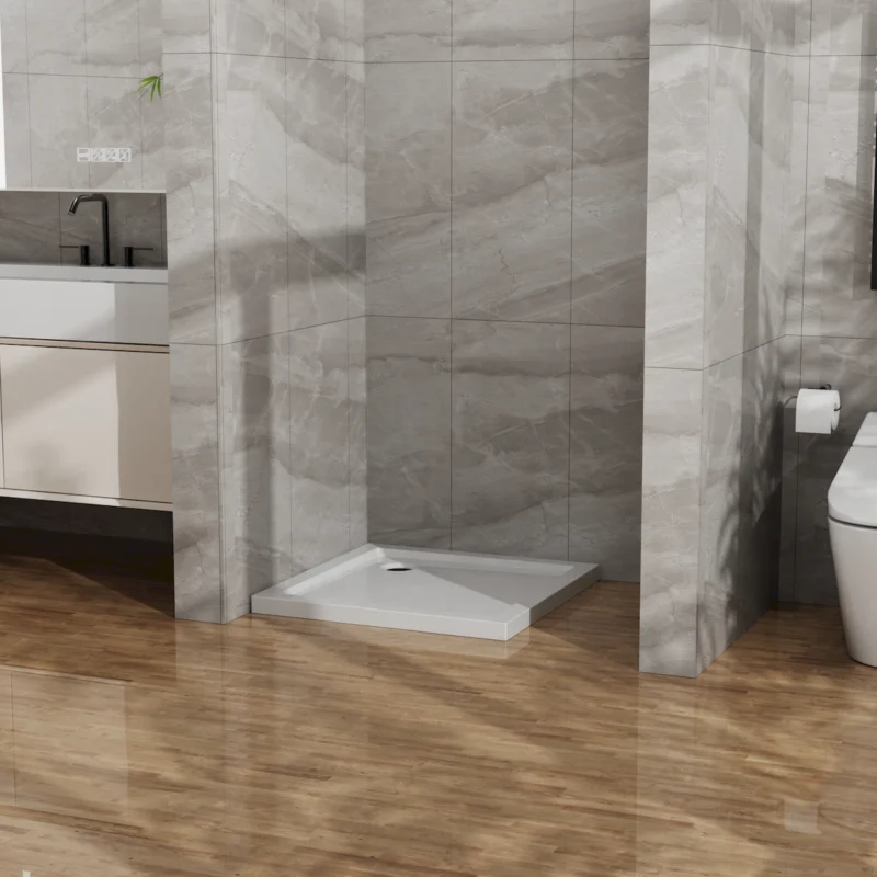 Goodyo 32x32 in Shower Base, Centered Drain No Threshold Shower Pan, White - Image 3