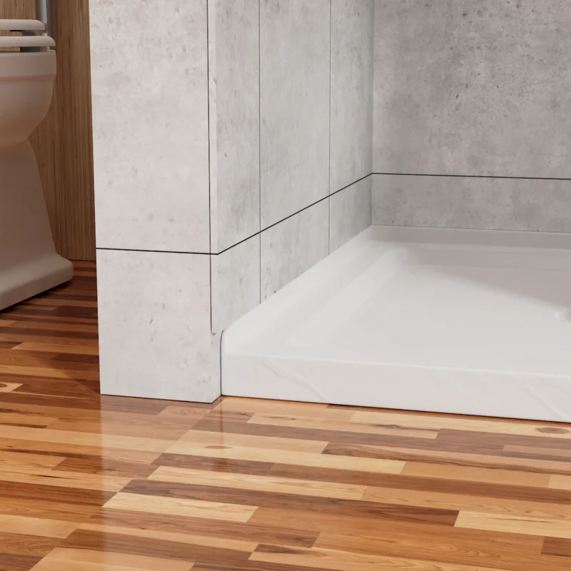 Goodyo 36"x36" Shower Pan 3.3" Height Single Threshold Shower Base in Slate White, Anti-slip Acrylic, Center Drain (no Drain Sets) - Image 3