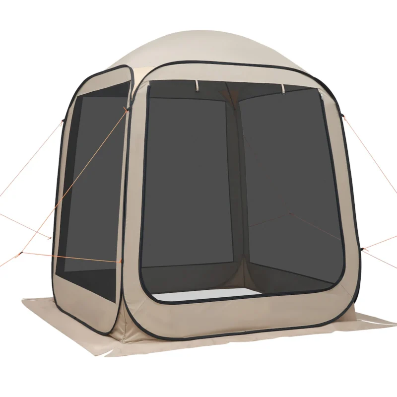 Screen House Tent, 6 x 6 ft, 4-6 Person Pop Up Screen Tent, Portable Screened in Canopy with Carry Bag, Netting Sides, Ground Stakes, for Garden, Patio, Backyard, and Outdoor Activities, Beige - Image 6