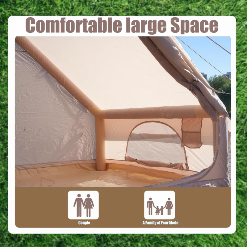 Inflatable Tent With Pump,Glamping Tents For 4-6 Person, Easy Setup 4 Season Waterproof Outdoor Tent,Waterproof Luxury Glamping Tent with 12 Mesh Window - Image 5