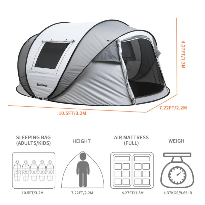 4-6 Persons White + Gray Pop-Up Boat Tent  - Image 4
