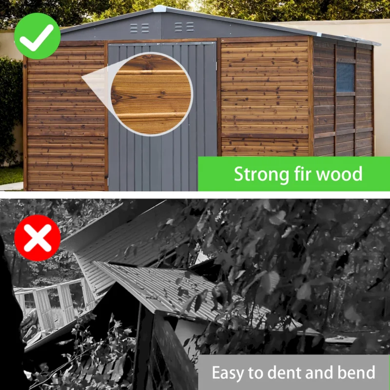 8*10FT Iron-Wood Combination Tool Shed – A Perfect Blend of Nature and Functionality - Image 3