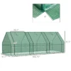 Outsunny 9' x 3' x 3' Portable Mini Greenhouse Outdoor Garden with Large Zipper Doors and Water/UV PE Cover, Green  - Image 6