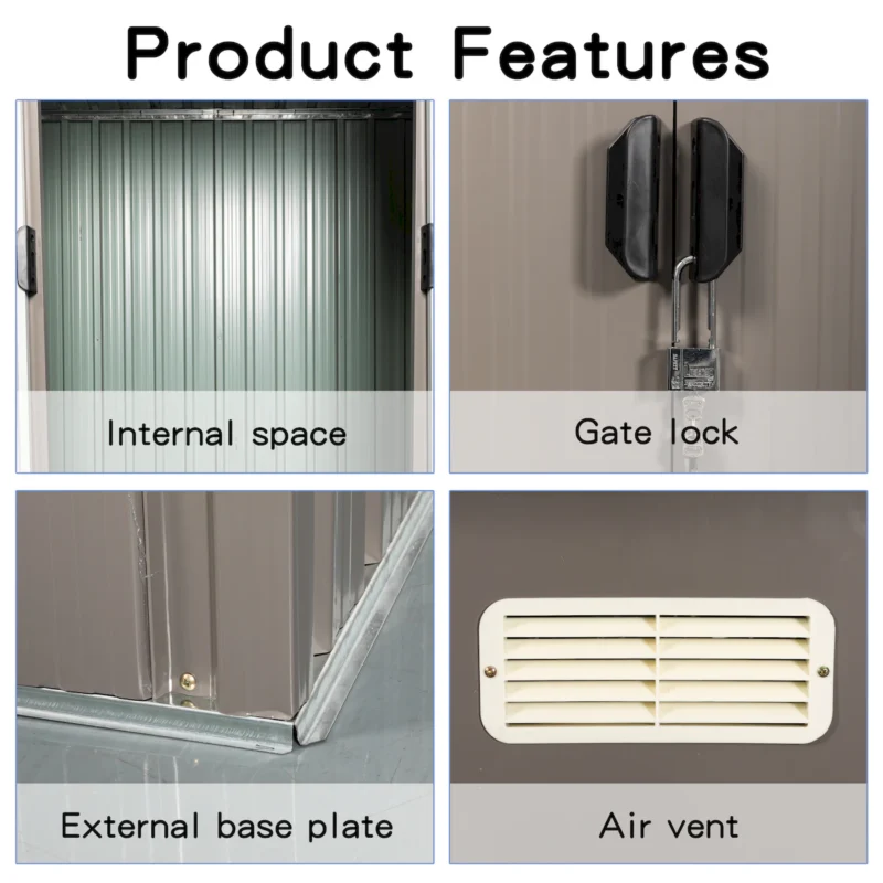 6ft x 4ft Outdoor Metal Storage Shed - Image 3