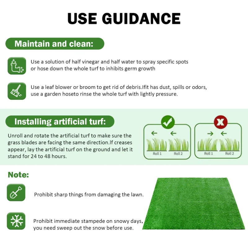 (2Pack)3.3FTx10FT Artificial Grass Realistic Synthetic Thick Fake Faux Grass Rug Astroturf Carpet Landscape for Dogs Indoor Outdoor Garden Lawn Mat, with Drainage Holes  - Image 4