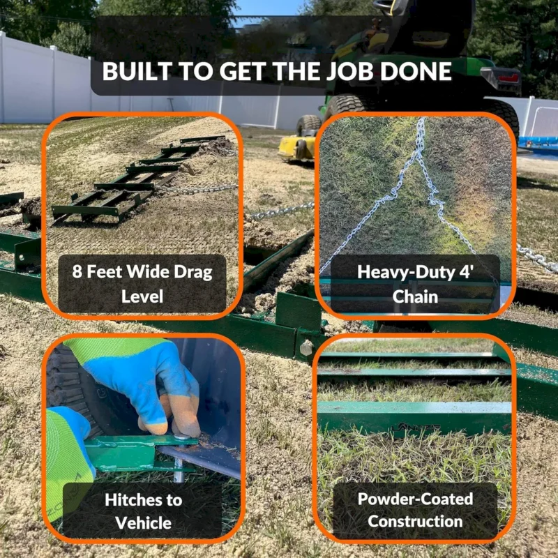 The Original 4FT Drag Harrow Driveway Grader, 46 LB Heavy Duty Tow Behind Lawn and Landscape Rake, Gravel Driveway Drag, Power Rake , Lawn Leveler  - Image 9