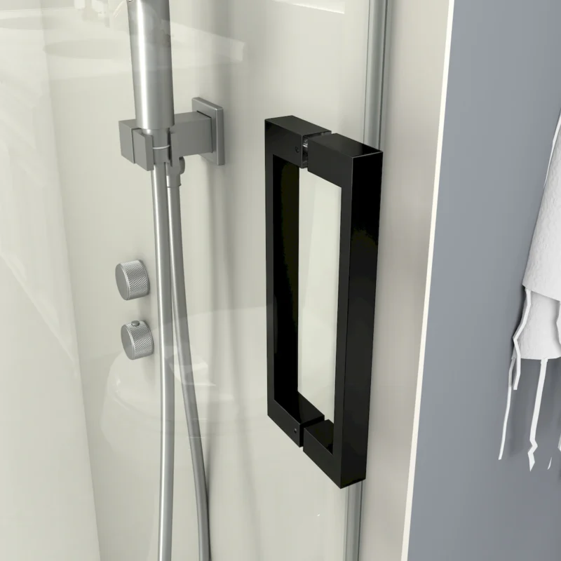 56" - 60" W x 76" H Frameless Soft-closing Single Sliding Shower Door, 3/8" (10mm) Tempered Glass with Easy-cleaning Nano-Coating, Matte Black 22D01-60MB - Image 10