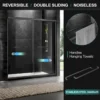 60'' W x 74'' H Door Sliding Frameless Shower Door with 6mm Tempered Glass LYM-02 Mat Black  - Image 8