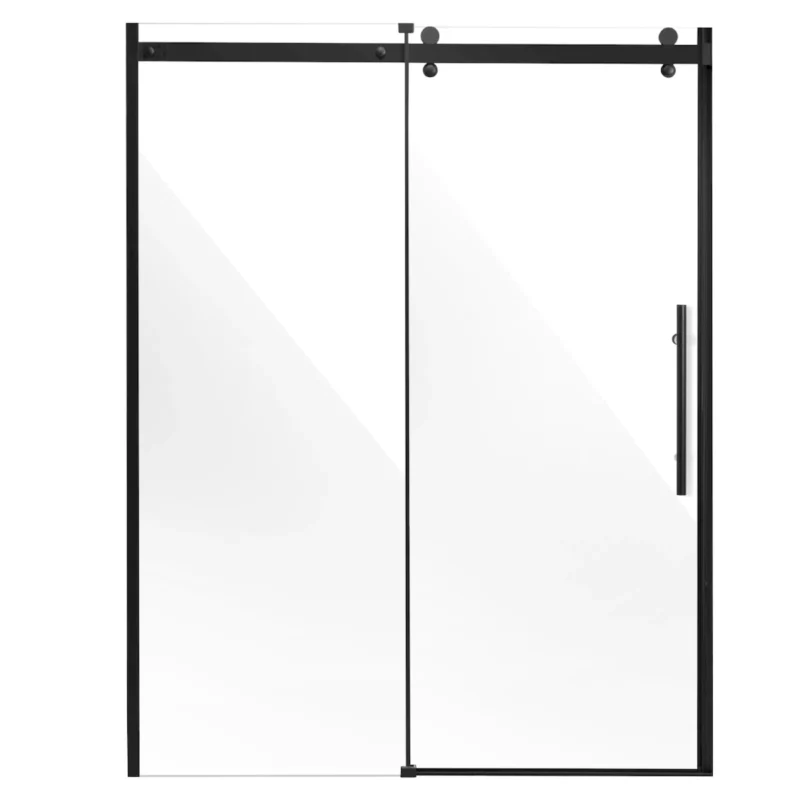 Frameless Shower Door 58-59 x 75 in Clear Tempered Glass 5/16 in Matte Black - Image 9