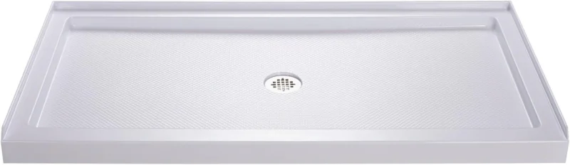 60" x 36" Shower Base,Central Drain Single Threshold Shower Base with Efficient Drainage, Shower Pan with Slip Resistant Textured Surface (Drain Not Included) - Image 3