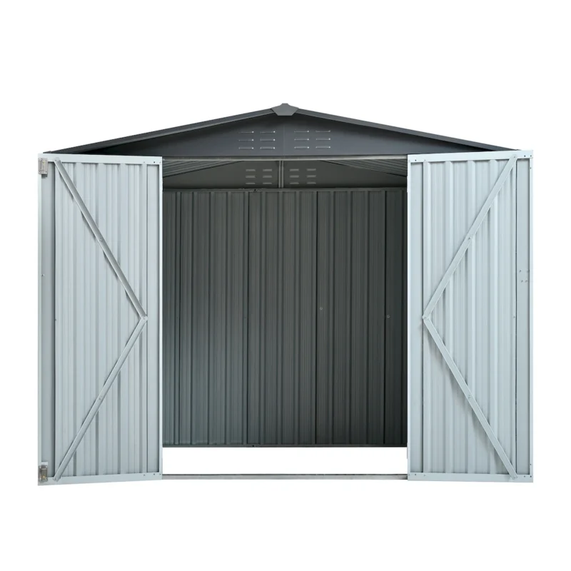 Metal Storage Shed with Double Doors, Heavy-Duty Galvanized Steel Outdoor Garden Shed for Tools, Lawn Equipment, and Yard Storage (72.8"Hx68.9"Dx87.8"W)  - Image 15