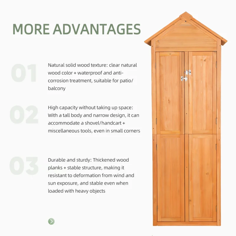 Outdoor Storage Shed Wood Tool Shed Waterproof Garden Storage Cabinet with Lockable Doors for Patio Furniture, Backyard, Lawn, Meadow, Farmland - Image 2