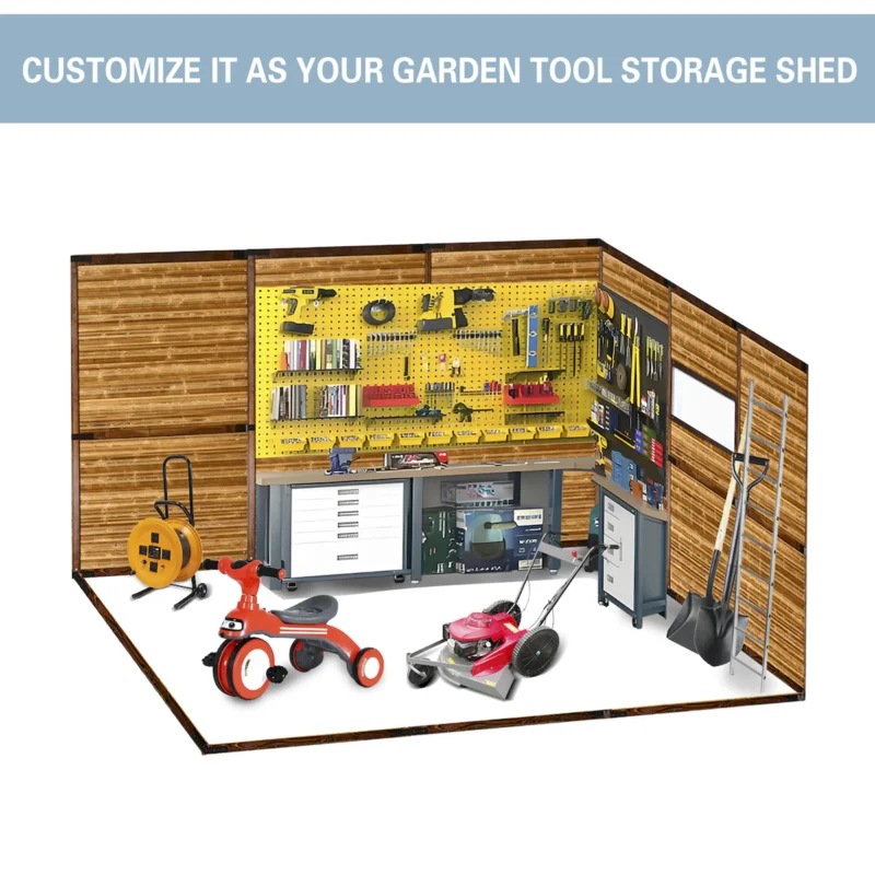 8*10FT Iron-Wood Combination Tool Shed – A Perfect Blend of Nature and Functionality - Image 2