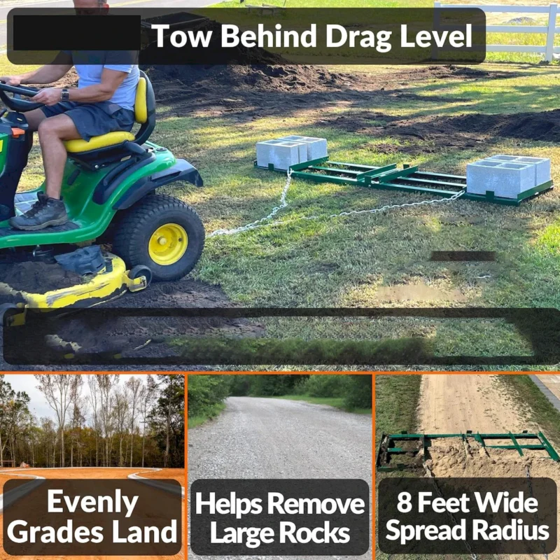 The Original 4FT Drag Harrow Driveway Grader, 46 LB Heavy Duty Tow Behind Lawn and Landscape Rake, Gravel Driveway Drag, Power Rake , Lawn Leveler  - Image 8