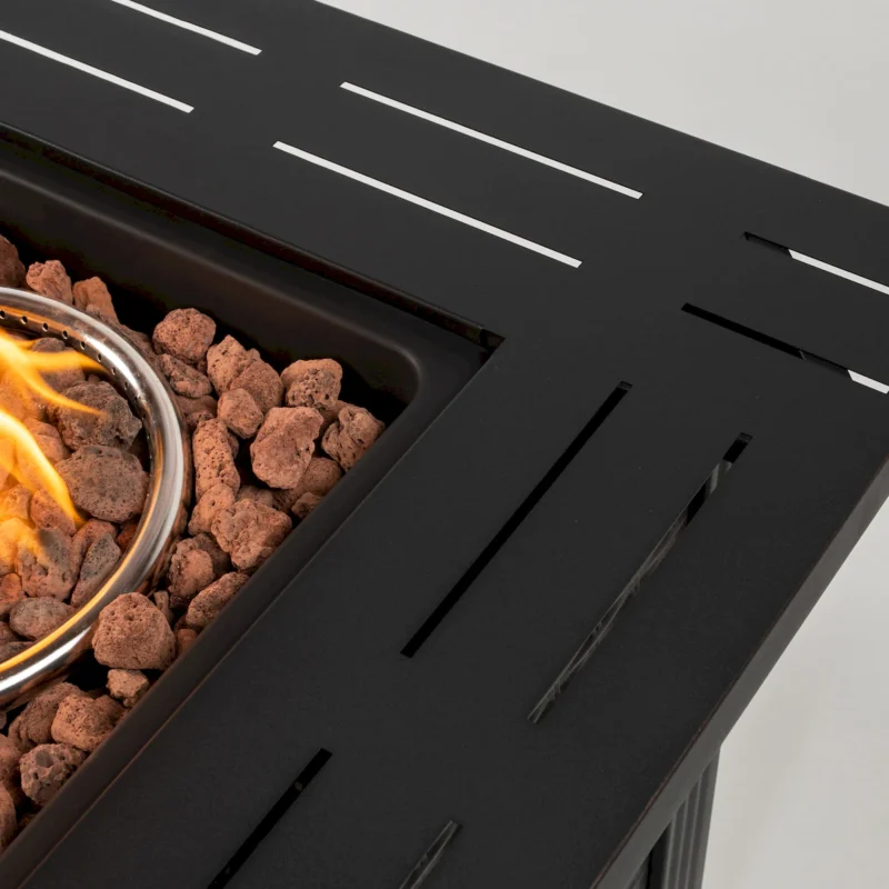 28" Propane Gas Fire Pit Table, 50000 BTU Square Steel Fire Pit for Outside Patio Deck Garden Backyard-Black - Image 6