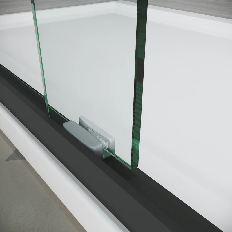 Sliding Shower Glass Door 56-60 in. W x 72 in. H, Adjustable Semi Frameless Shower Door, Certified Thick Clear Clear Tempered Glass, 304 Stainless Steel Handles, Black Finish - Image 2