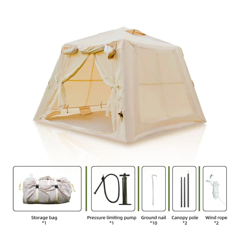 5.76 m ² Inflatable Tents for Camping with canopy, Blow Up Tent with Hand Pump, Easy Setup InflatableTent 4 Season Tent, Waterproof Oxford Air Glamping Tents for Camping Adult 2-3 Person - Image 4