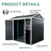 8x4ft Outdoor Resin Garden Shed with Floor and 2 Windows, Plastic Patio Outdoor Storage Shed with Lockable Door for Garden Tools, Bicycles, Trash Cans, Black  - Image 8
