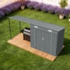 12x4 FT Metal Lean-To Shed with Pergola, 6x4 FT Outdoor Storage Shed & Hardtop Gazebo Combo, 2-in-1 Garden Tool Shed with Open Side for Patio, Backyard, Deck  - Image 7
