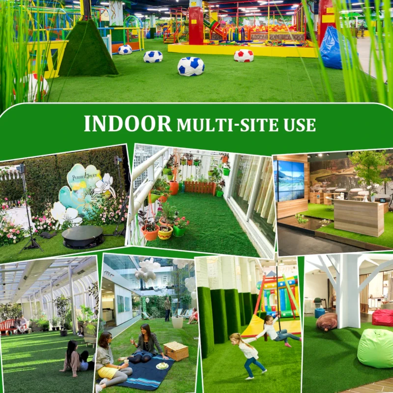 3FTX10FT Outdoor Artificial Grass Runner Rug, Thick Realistic Fake Grass Roll Decor Patio Balcony Garden Lawn, Dog Pets Turf Drain Mat, 1.38" Pile Height - Image 8