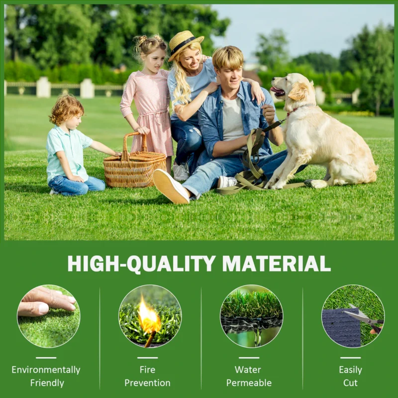 (2Pack)3.3FTx10FT Artificial Grass Realistic Synthetic Thick Fake Faux Grass Rug Astroturf Carpet Landscape for Dogs Indoor Outdoor Garden Lawn Mat, with Drainage Holes  - Image 3