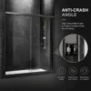 60'' W x 74'' H Door Sliding Frameless Shower Door with 6mm Tempered Glass LYM-02 Mat Black  - Image 6