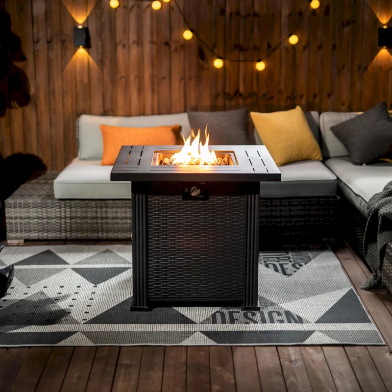 28" Propane Gas Fire Pit Table, 50000 BTU Square Steel Fire Pit for Outside Patio Deck Garden Backyard-Black - Image 5
