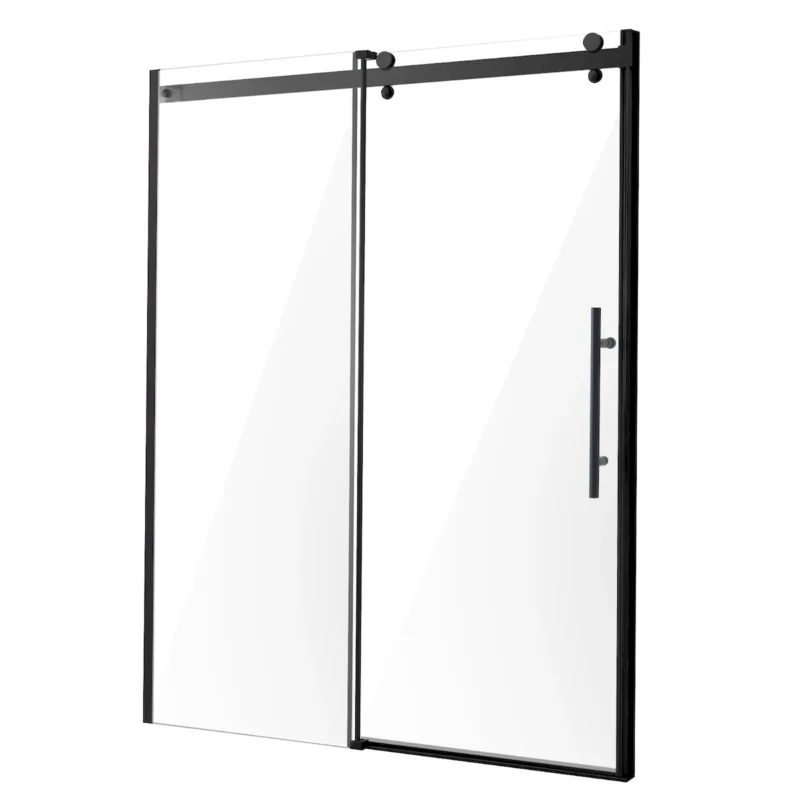 Frameless Shower Door 58-59 x 75 in Clear Tempered Glass 5/16 in Matte Black - Image 7