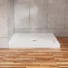 Goodyo 36"x36" Shower Pan 3.3" Height Double Threshold Shower Base in Slate White, Anti-slip Acrylic, Center Drain (no Drain Sets) 