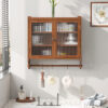 24.8"Glass Door Vintage Double Door Wall Cabinet with Three Tiers of Storage with Towel Rack, for Bathroom, Kitchen,Dining Room - Image 3