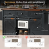 K&K 53.7" Farmhouse Kitchen Island with Power Outlet, 2 Sliding Barn Door Kitchen Storage Island with Drop Leaf, Spice Rack Rolling Kitchen Cart on Wheels, for Home, Kitchen and Dining Room - Image 17