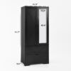 2 Door Wood Wardrobe for Bedroom with Hanging Clothing Rod inside the Cabinet and 2 Drawers for Storage Organization, Built-in induction light Multifunctional Closet with Mirror - Image 10