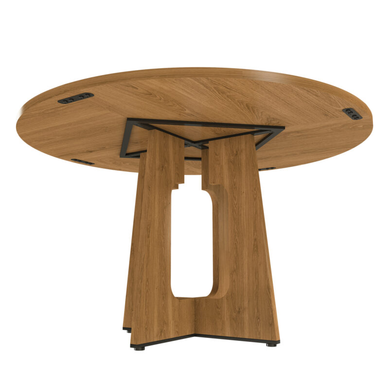 Round Dining Table for 4 - 47 Inch Farmhouse Kitchen Table, MDF Circle Table with Oak Finish, 300lb Weight Capacity, Easy Assembly for Dining Room, Kitchen, Living Room - Spiced Round Table - Image 18