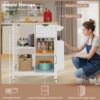 Kitchen Island Cart with Mobile Carts with Storage Cabinet, Rolling Kitchen Table with Spice Rack, Towel Rack, and Drawer, Portable Islands on Wheels - Image 3