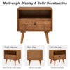 22" Mid-Century Modern Wood Nightstand with Carved Geometric Drawer Front, 1 Drawer and Open Shelf, Solid Wood Legs, Bedside Table for Bedroom - Image 10