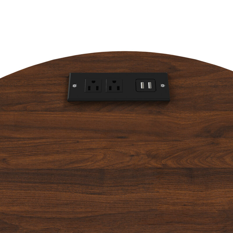 Mid Century Modern Cylinder End Table with Built-in Charging Station & Sliding Door, 2-Tier Storage Round Nightstand with USB Ports, Walnut Bedside Table for Living Room, Bedroom, Entryway - Image 11