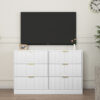 Modern 6-Drawer Dresser, Chest of Drawers for Bedroom, Living Room, Hallway, and Entryway - Large Storage Cabinet, Black,Drawer panel with wavy patterns - Image 12