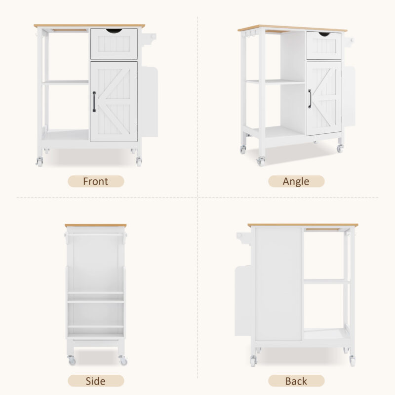 Kitchen Island Cart with Mobile Carts with Storage Cabinet, Rolling Kitchen Table with Spice Rack, Towel Rack, and Drawer, Portable Islands on Wheels - Image 5