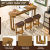 4 Piece Bar Table Set with3 PU Upholstered Bar Stools, Breakfast Table with 3 Padded Stools Solid Wood Counter Height Dining Table Set for Living Room, Dining Room - Image 11