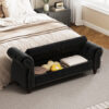 64.5" Bed Bench for Bed Room Nails Tufted Chaise of Lounge with Storage Velvet Upholstery Black - Image 7