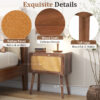 Rotating Hidden Compartment Nightstands, Mid Century Modern Concealment Furniture, Rattan Bed Side Table, Compartment End Table with Wood Legs, Bedside Tables for Bedroom, Living Room, Dorm - Image 16