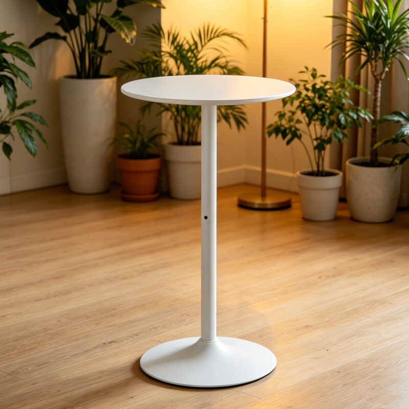 White Round Bar Table, modern dining table, dining table, MDF tabletop and iron-painted matte base, round dining table, medieval living room coffee table (24 inches), family kitchen, small space - Image 6