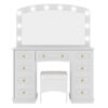 Luxurious Makeup Vanity with 10 Hollywood Bulbs, 3 Color Lighting Modes, Classic Dressing Table with Cushioned Stool and 9 Storage Drawers for Bedroom - Image 12