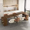 Extendable Foldable Dining Room Table for 1-10 People, Wood Multifunctional Rectangle Expandable Console Kitchen Living Meeting Room Furniture - Image 2