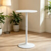 White Round Bar Table, modern dining table, dining table, MDF tabletop and iron-painted matte base, round dining table, medieval living room coffee table (24 inches), family kitchen, small space
