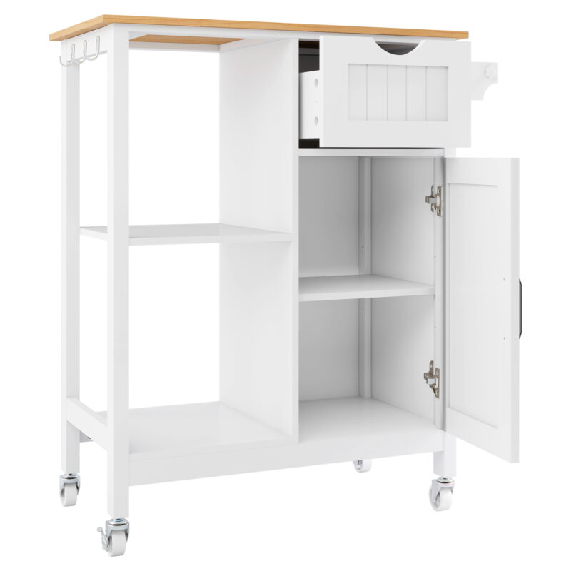 Kitchen Island Cart with Mobile Carts with Storage Cabinet, Rolling Kitchen Table with Spice Rack, Towel Rack, and Drawer, Portable Islands on Wheels - Image 9