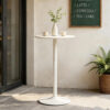 White Round Bar Table, modern dining table, dining table, MDF tabletop and iron-painted matte base, round dining table, medieval living room coffee table (24 inches), family kitchen, small space - Image 9