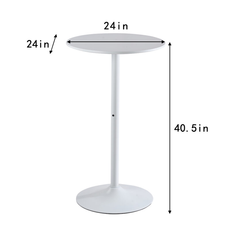White Round Bar Table, modern dining table, dining table, MDF tabletop and iron-painted matte base, round dining table, medieval living room coffee table (24 inches), family kitchen, small space - Image 4